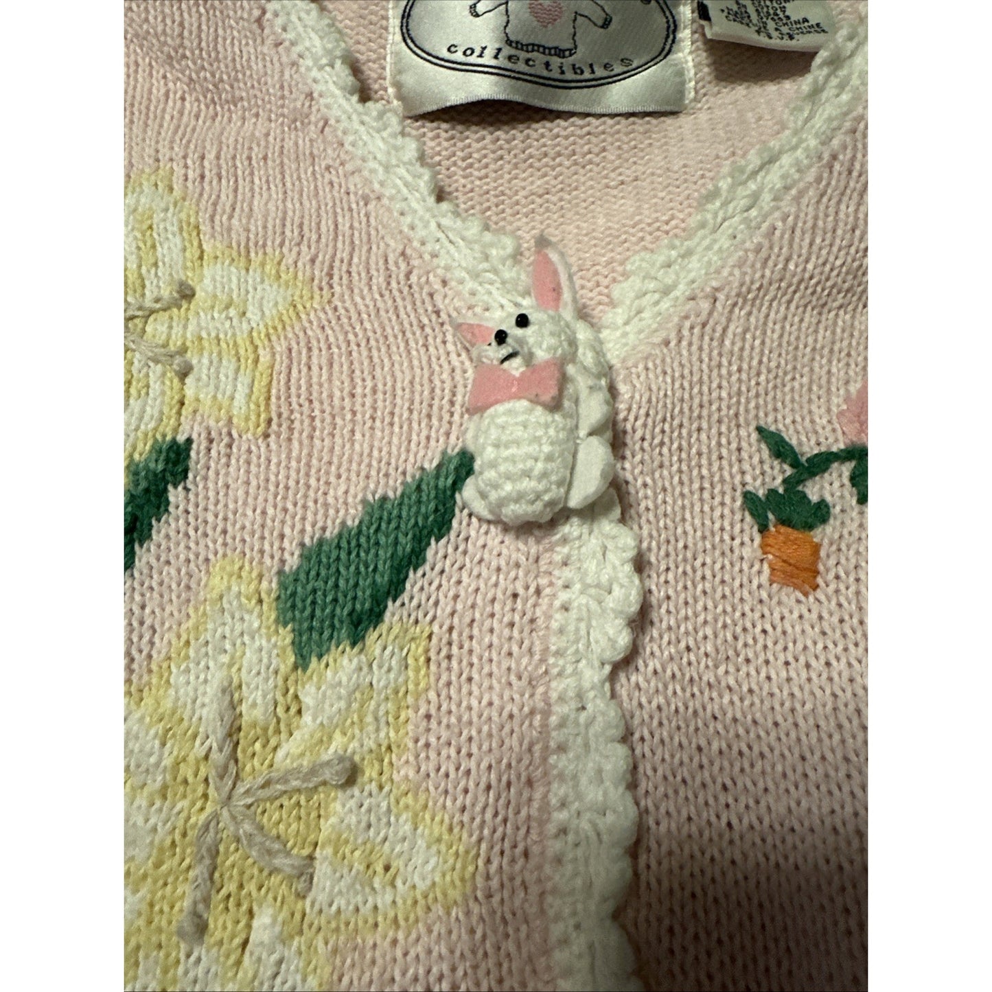 Vintage The Eagle’s Eye Spring Easter Cardigan Sweater Vest Women XL