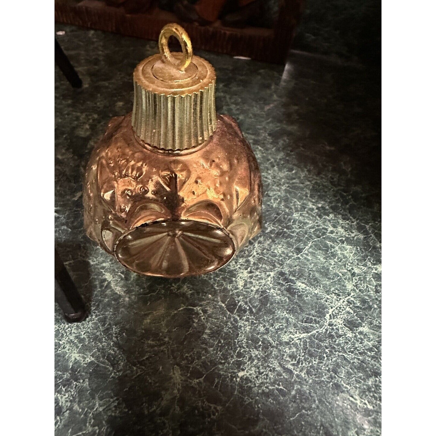 Avon Christmas Sparkler Bubble Bath Gold Glass Ornament Vtg 4 Fl Oz Empty
