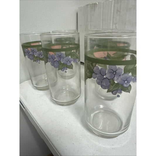 Tumbler Pfaltzgraff GARDEN PARTY Glassware 5 5/8" tall 2 3/4" Diameter Set of 9