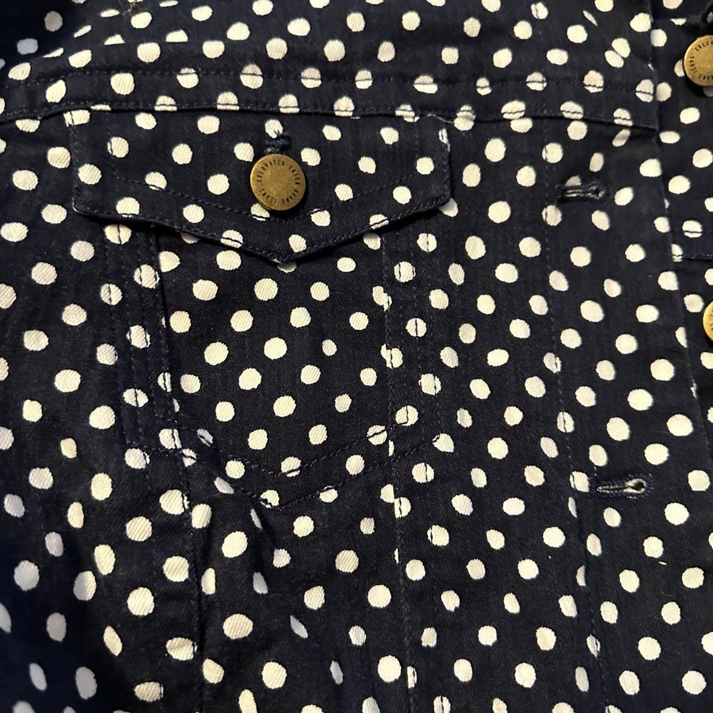 Coldwater Creek dark blue polka dot Denim Jacket