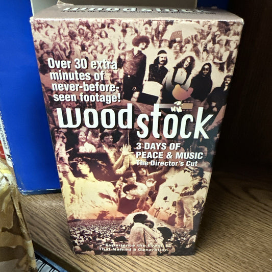 Woodstock 3 Days Of Peace & Music VHS The Directors Cut Over 30 extra minutes