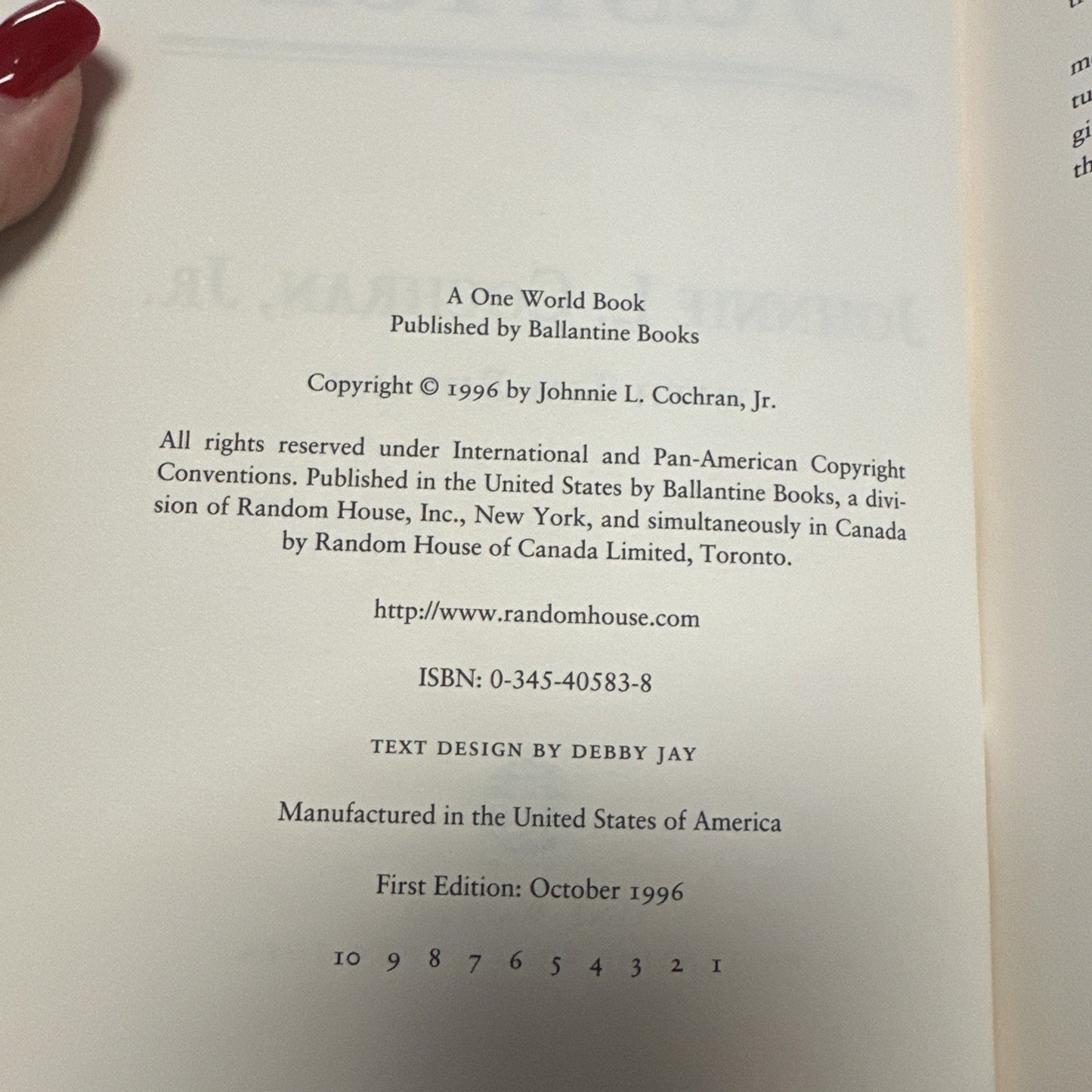Johnnie Cochran SIGNED Book Journey to Justice Photos HC/DJ, OJ Simpson Jackson