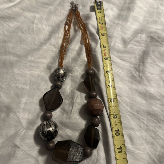 Vintage Agate Quartz Stone Polished Natural Chunky Statement Necklace