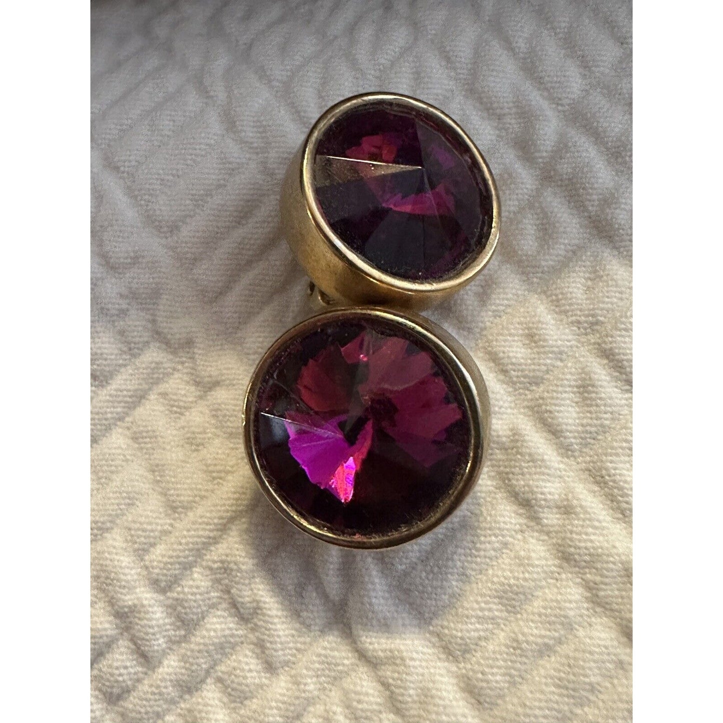Amethyst Raspberry Colored Crystal Earrings Clip-on