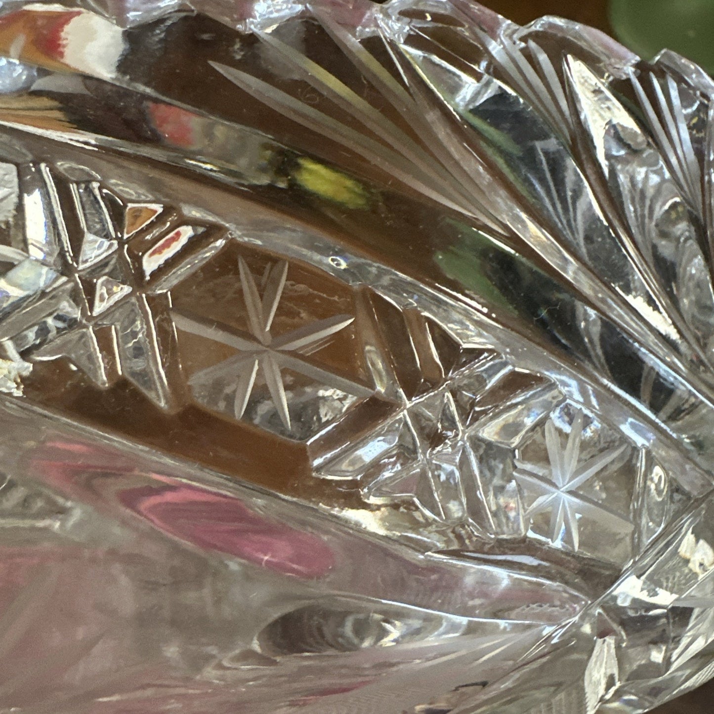 Vintage IrenA Hand Cut Lead Crystal Fan Pinwheel 9.25” Bowl Made In Poland