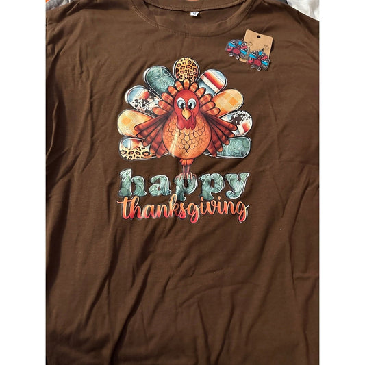 Happy Thanksgiving T-shirt, and matching earrings