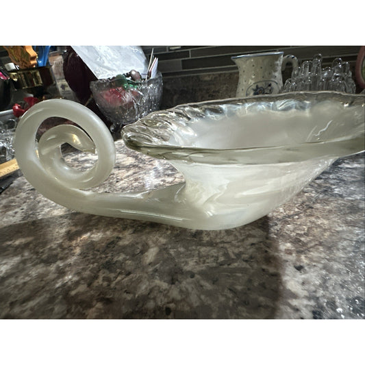 VINTAGE WHITE IRIDESCENT ART GLASS Vase Rare