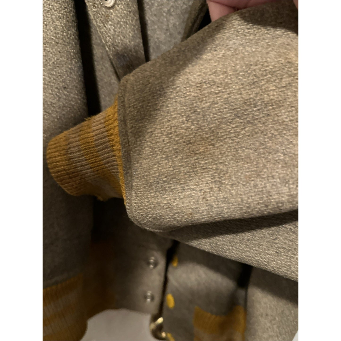Vintage 1960'S Wool Varsity Jacket Yellow/ Gray