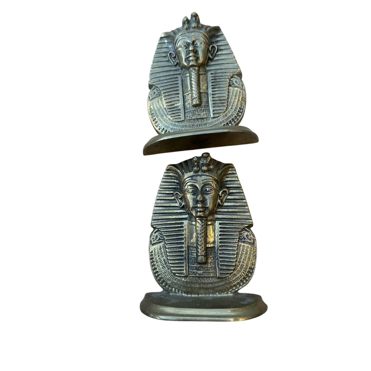 Brass Heavy Egyptian Pharaoh Head Bookends