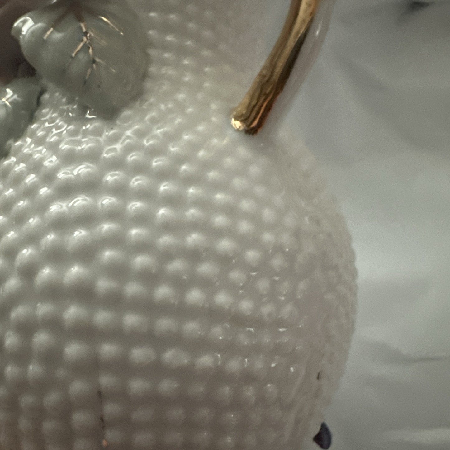 Vintage Double Handled Hobnail Porcelain Bud Vase W/ Gold Trim & Applied Flowers