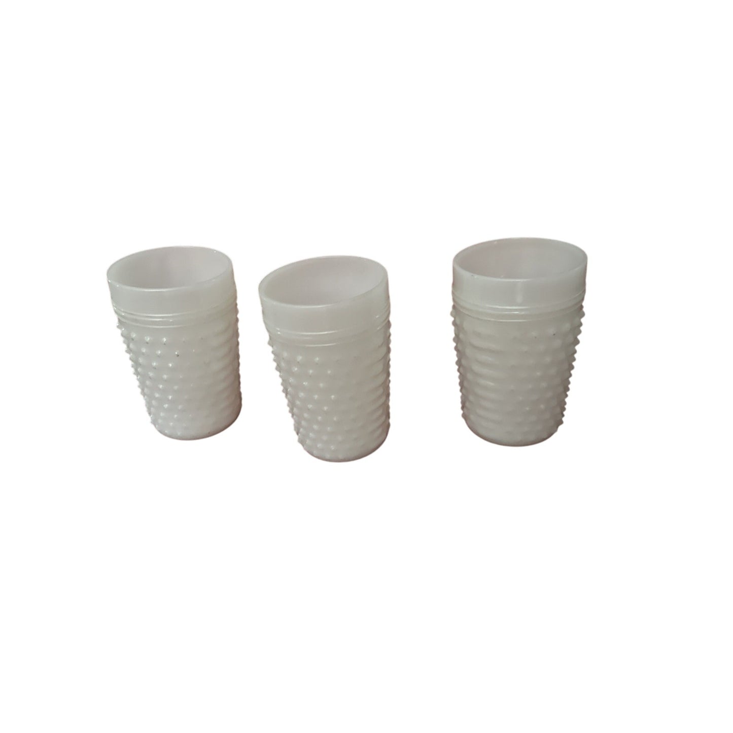 3 Beautiful Vintage Hobnail Milk Glass Cup Juice Water Drink 4.25" Tall 3" Wide