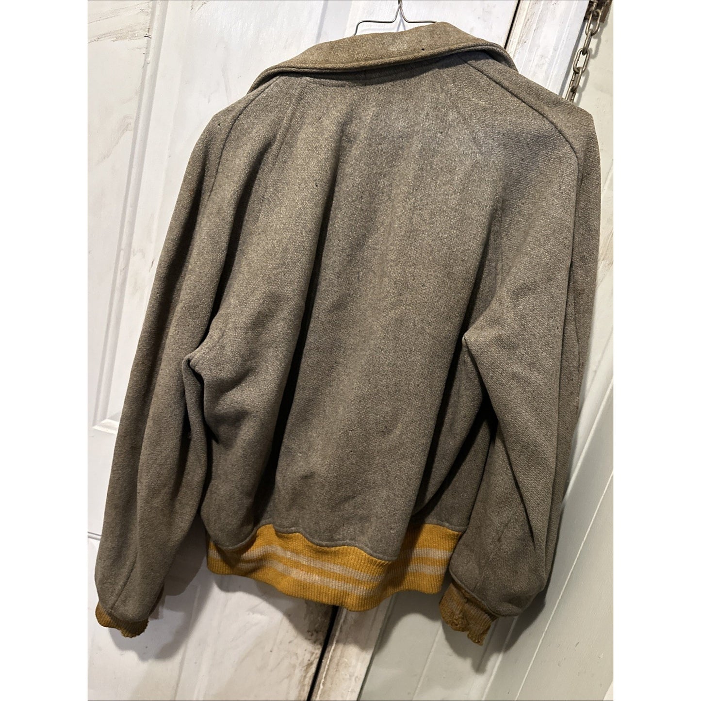 Vintage 1960'S Wool Varsity Jacket Yellow/ Gray