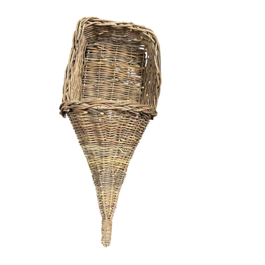 Wicker Brown Wall Hanging Cornucopia Basket Home Decor Flat Back