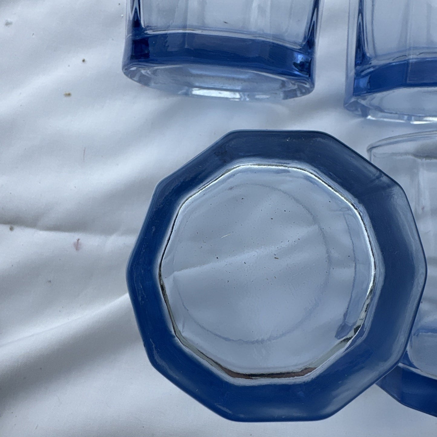 Beautiful Ice Blue Glass reflection 10 panel whiskey Tumbler Set Of 6