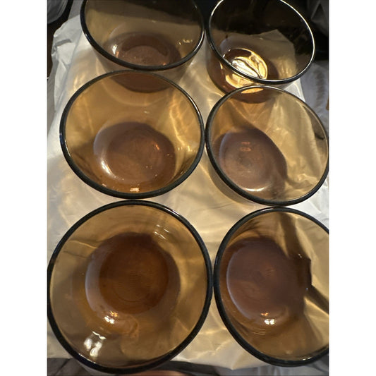 Anchor Hocking Harvest Amber Custard Ramekin Dish Cup #434 USA Vintage Set Of 6