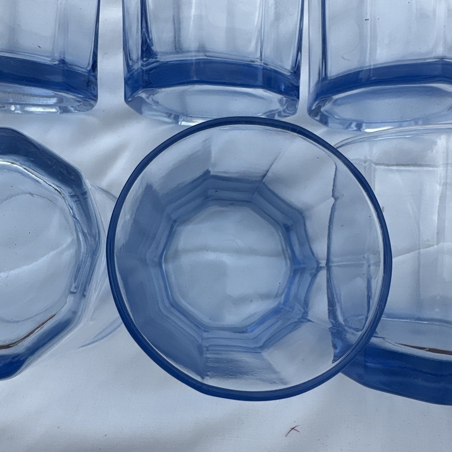 Beautiful Ice Blue Glass reflection 10 panel whiskey Tumbler Set Of 6
