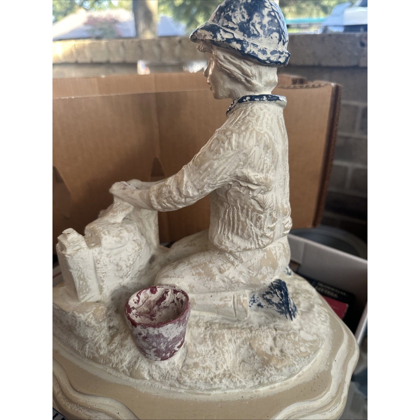 Vintage Harris Lamps Boy Building Sand Castle Signed Harris Lamps Rare Find