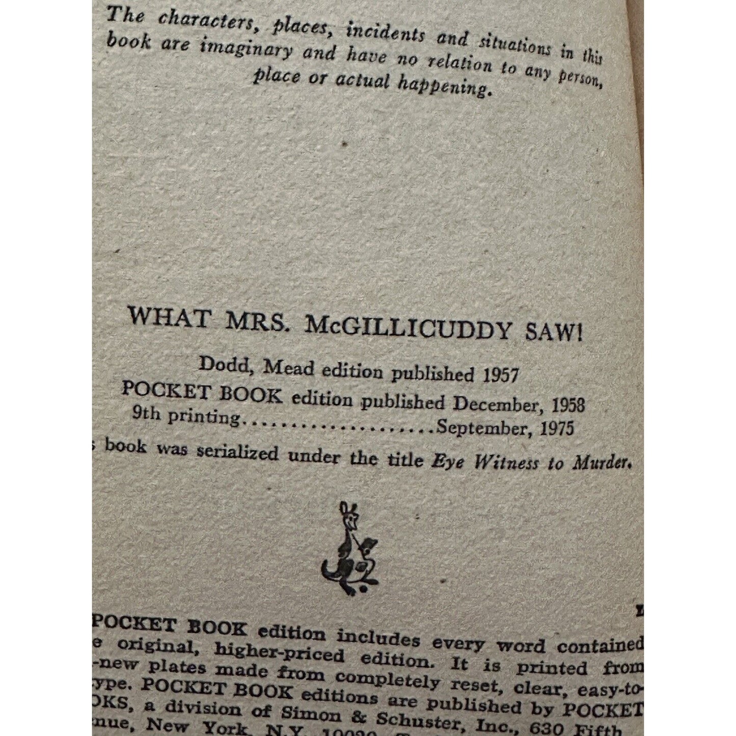 What Mrs. McGillicuddy saw,Agatha Christie, paperback, English edit.,USA, 1975.