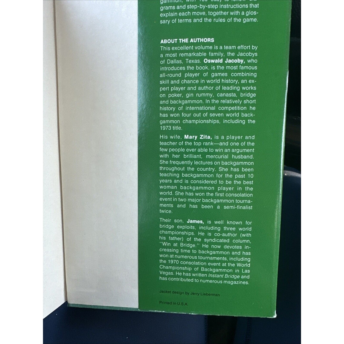 "New York Times" Book of Backgammon by Jacoby, James