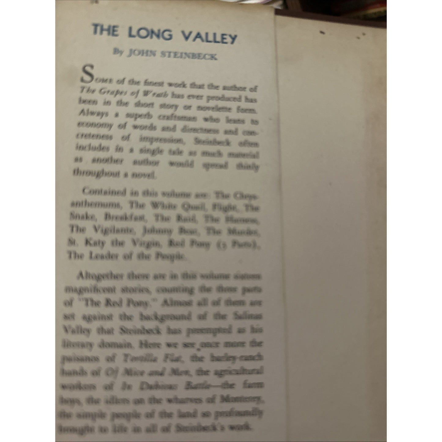 1945 The Long Valley by John Steinbeck First Printing Tower Books
