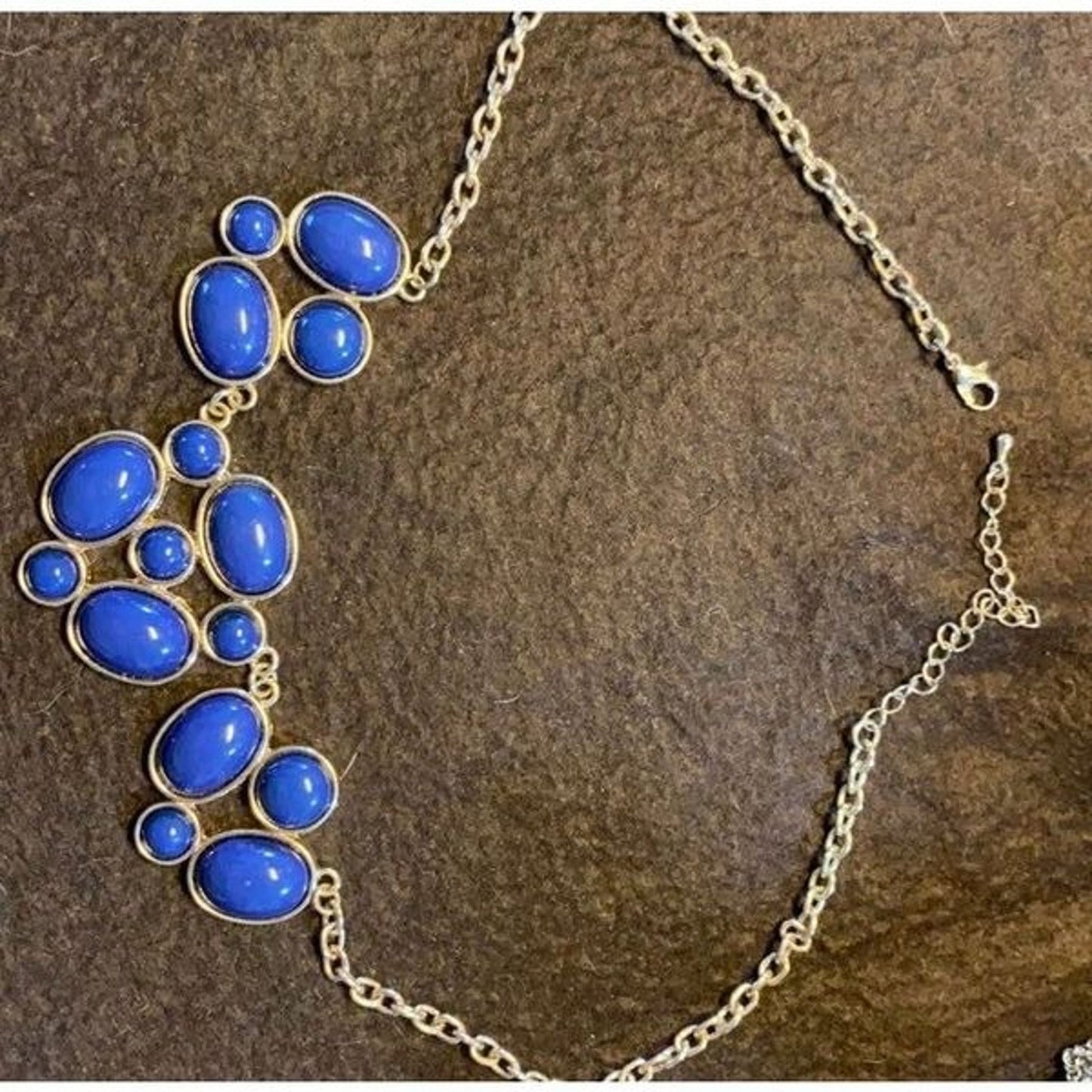 Antique estate jewelry statement necklace blue gemstone