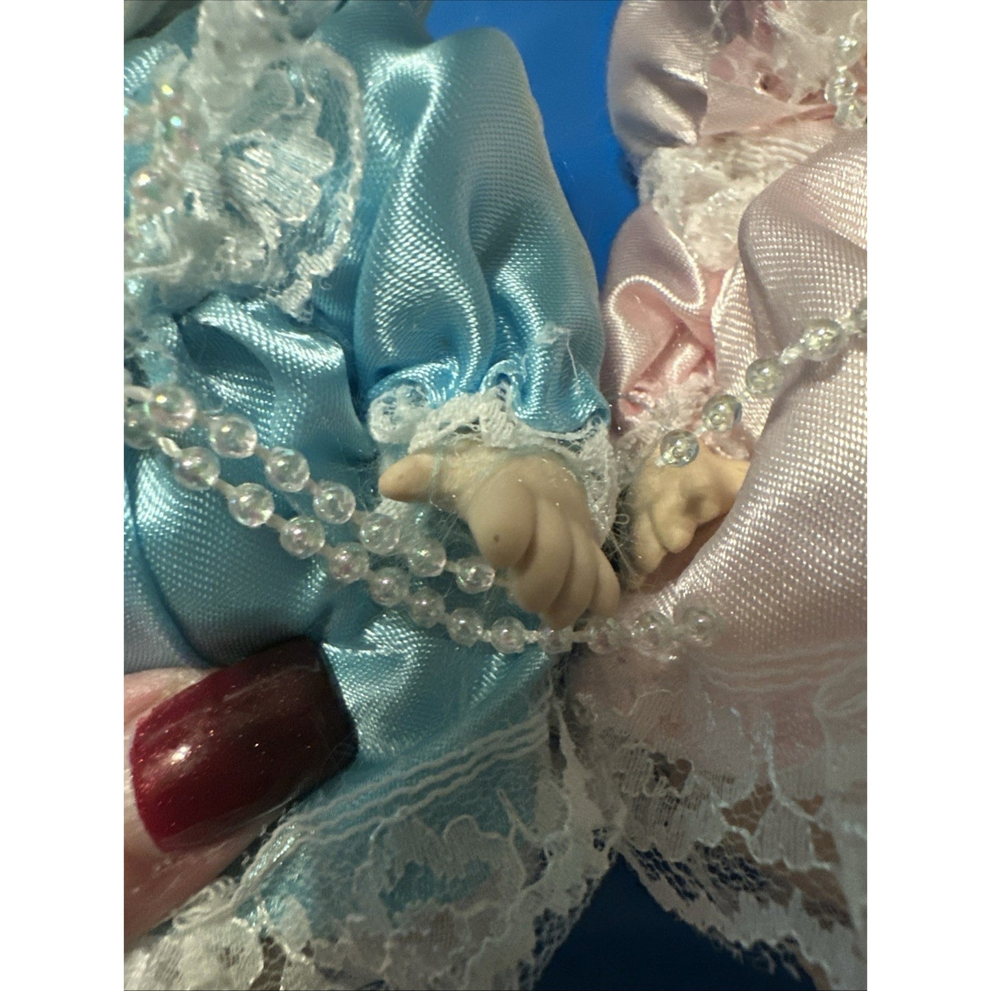 Vintage Lot of 3 Victorian Style Miniature 5" Porcelain Articulated Dolls Dress