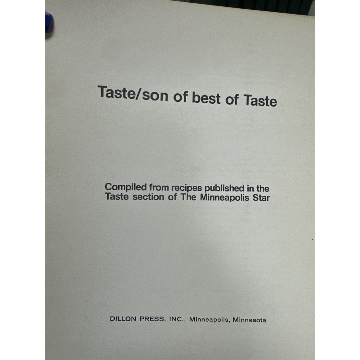Vtg The Minneapolis Star Taste Best Of Taste II Cookbook Food Minnesota MN 1974