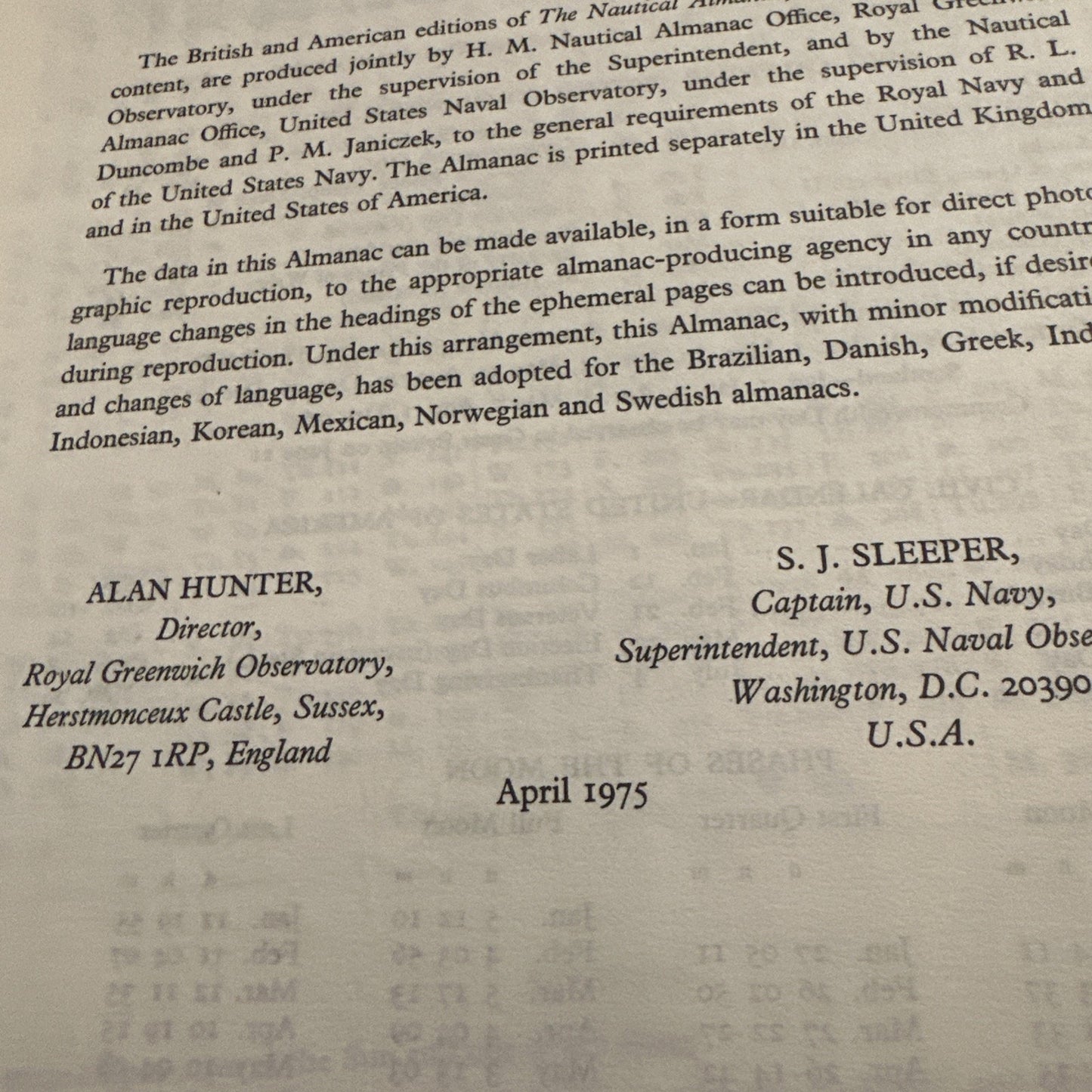 The Nautical Almanac For The Year 1977 US Naval Observatory Charts Pub. 1975