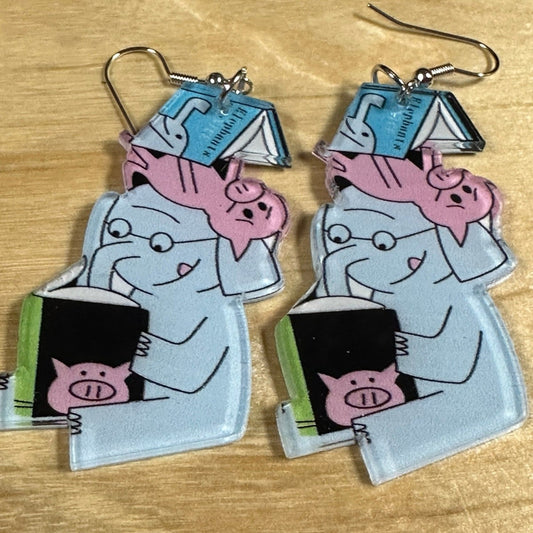 Elephant And Piggie Earrings, Teacher Earrings