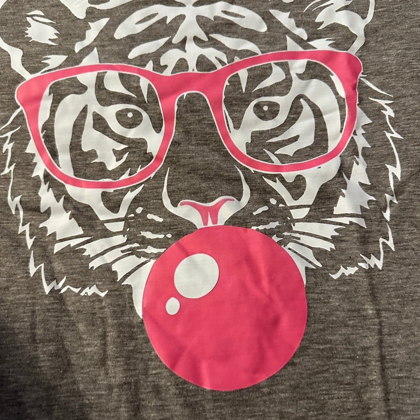 Tiger wearing Glasses blowing a bubble Shirt