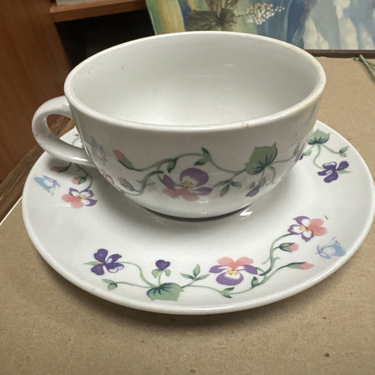 Coffee Cup & Saucers Violet Butterfly Pattern Big Cup Tea Made In China