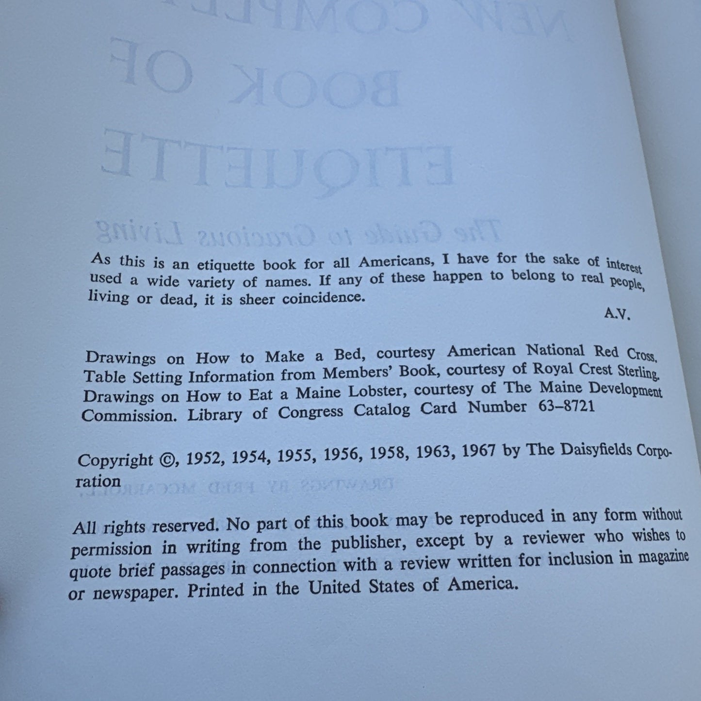 Vintage Amy Vanderbilt's New Complete Book of Etiquette 1967.