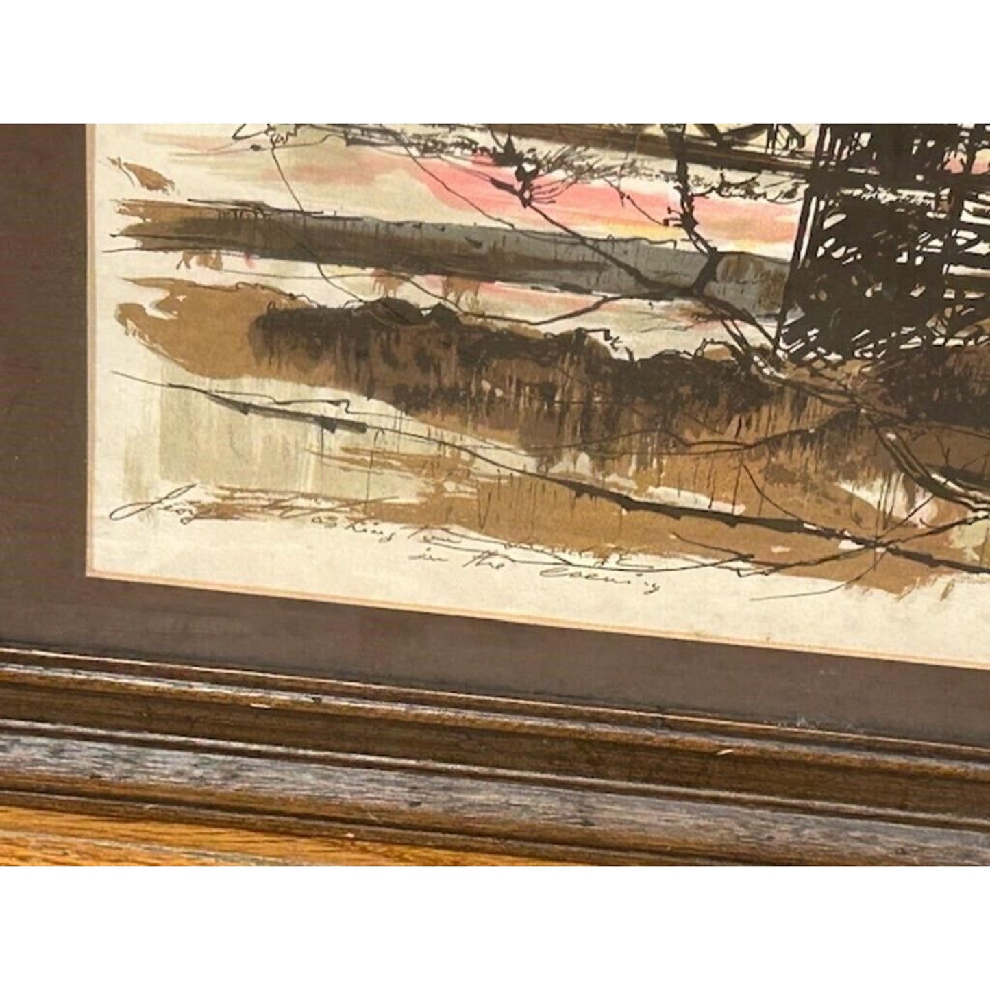 John Haymson “George Washington Bridge In The Evening” Framed, Matted Print