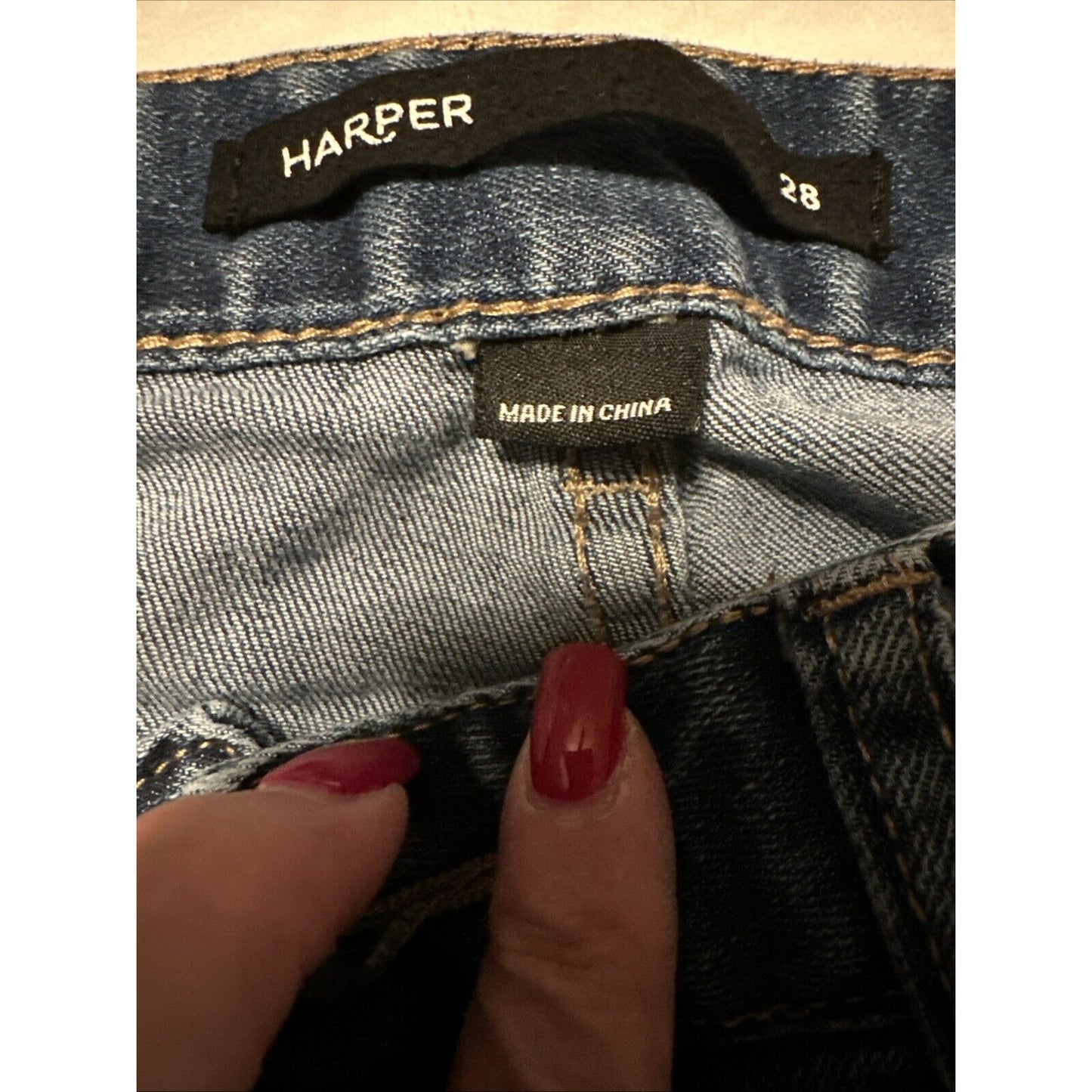 Harper Jeans Women's 28 Blue Denim Floral Stretch 5-Pockets Embroidered Skinny