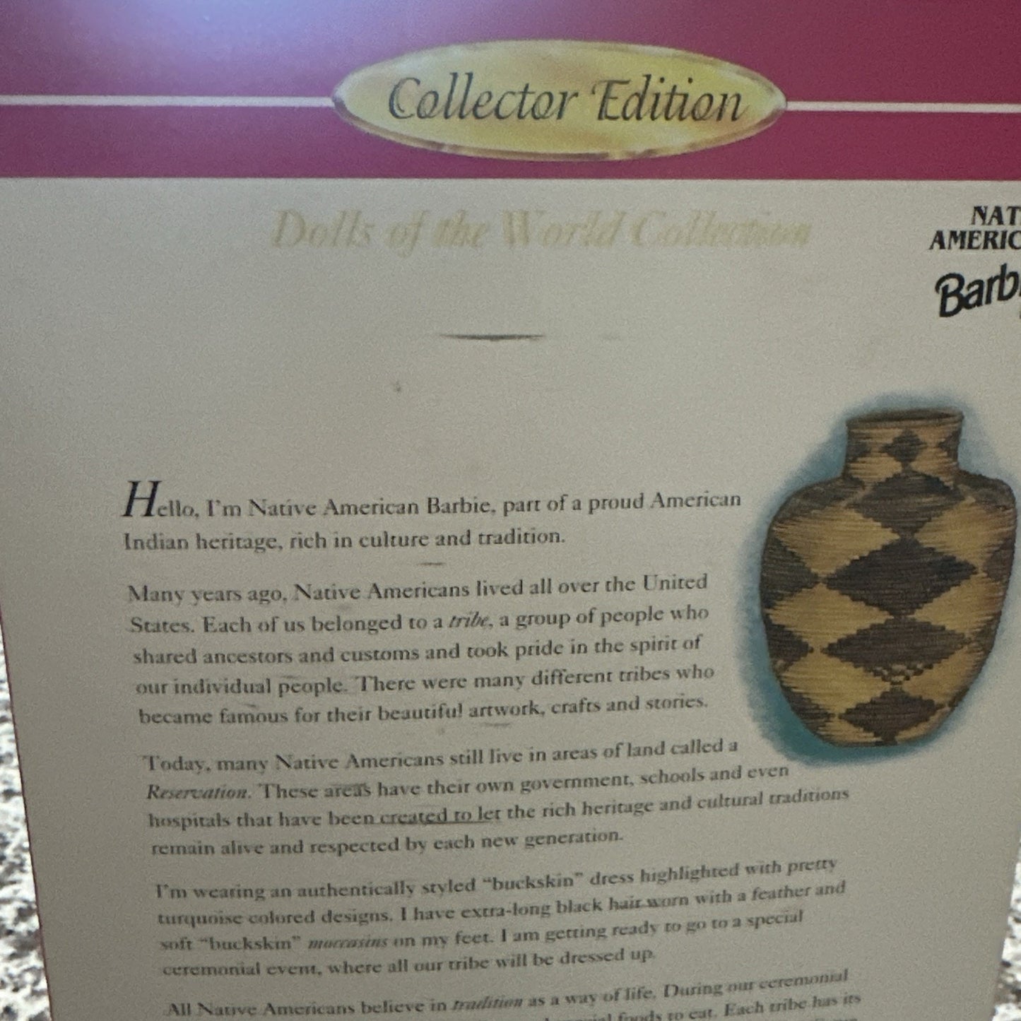 1996 Dolls Of The World Second Edition NATIVE AMERICAN Barbie NRFB