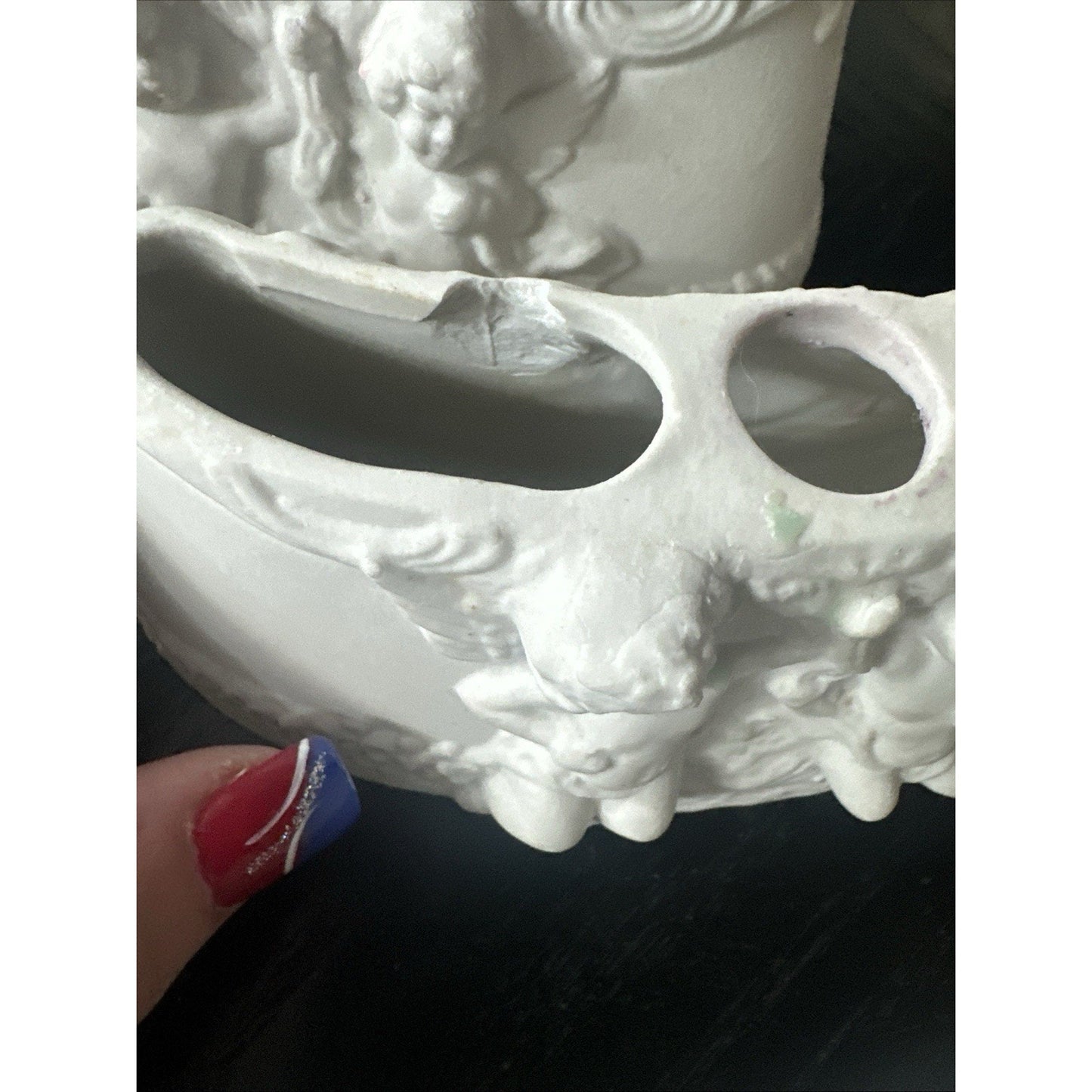 DRESDEN CHERUB Centerpieces Table Display Florals/ Plants PORCELAIN Set Of 3