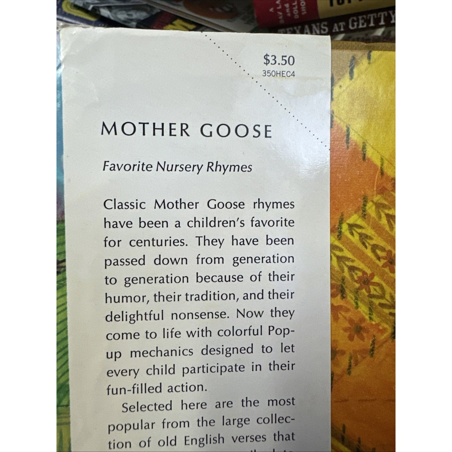 Vintage Hallmark Mother Goose Pop-Up Childrens Book Hardcover w/ Dust Jacket HTF