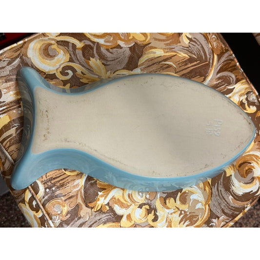 Baby Blue Fish Shaped Serving Platter Threshold Stoneware Large Aqua