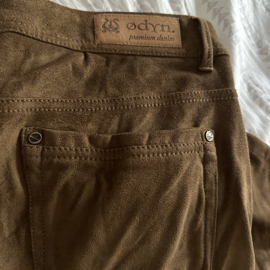 ODYN Womens 14 Brown Soft Velvet Stretchy 5 Pocket Pants