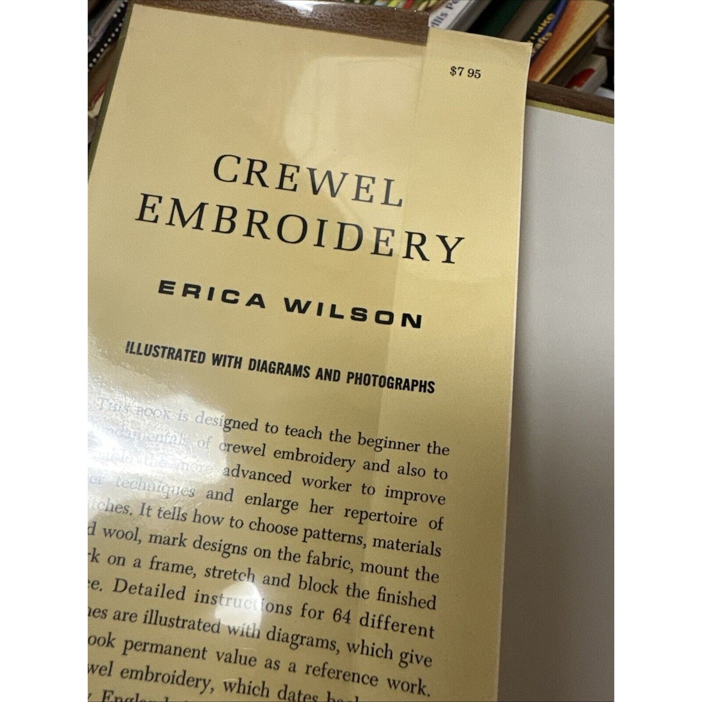 Crewel Embroidery by Erica Wilson 1962 Hardcover w Dust Jacket Teaching Manual