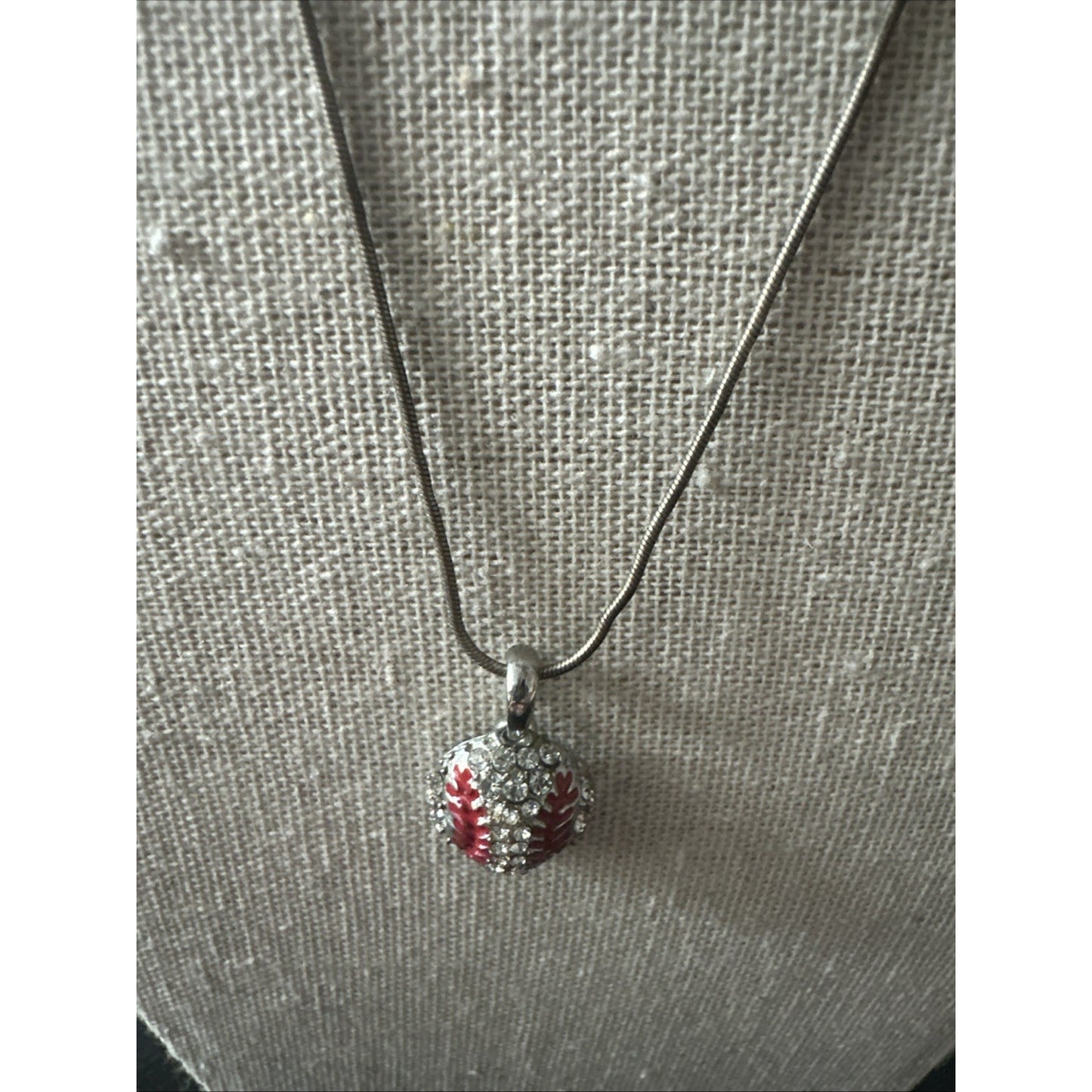 Stunning Sterling Silver 925 Necklace With Cz Softball Pendant Necklace