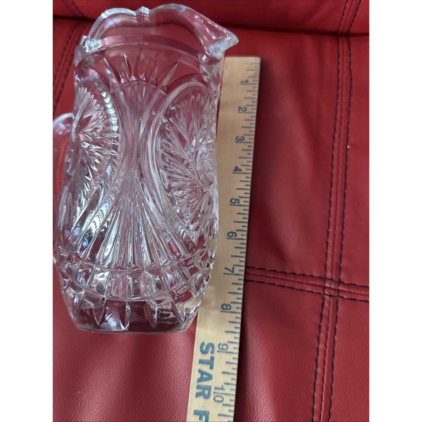 Vintage Lead Crystal Star of David Pinwheel Pitcher EUC