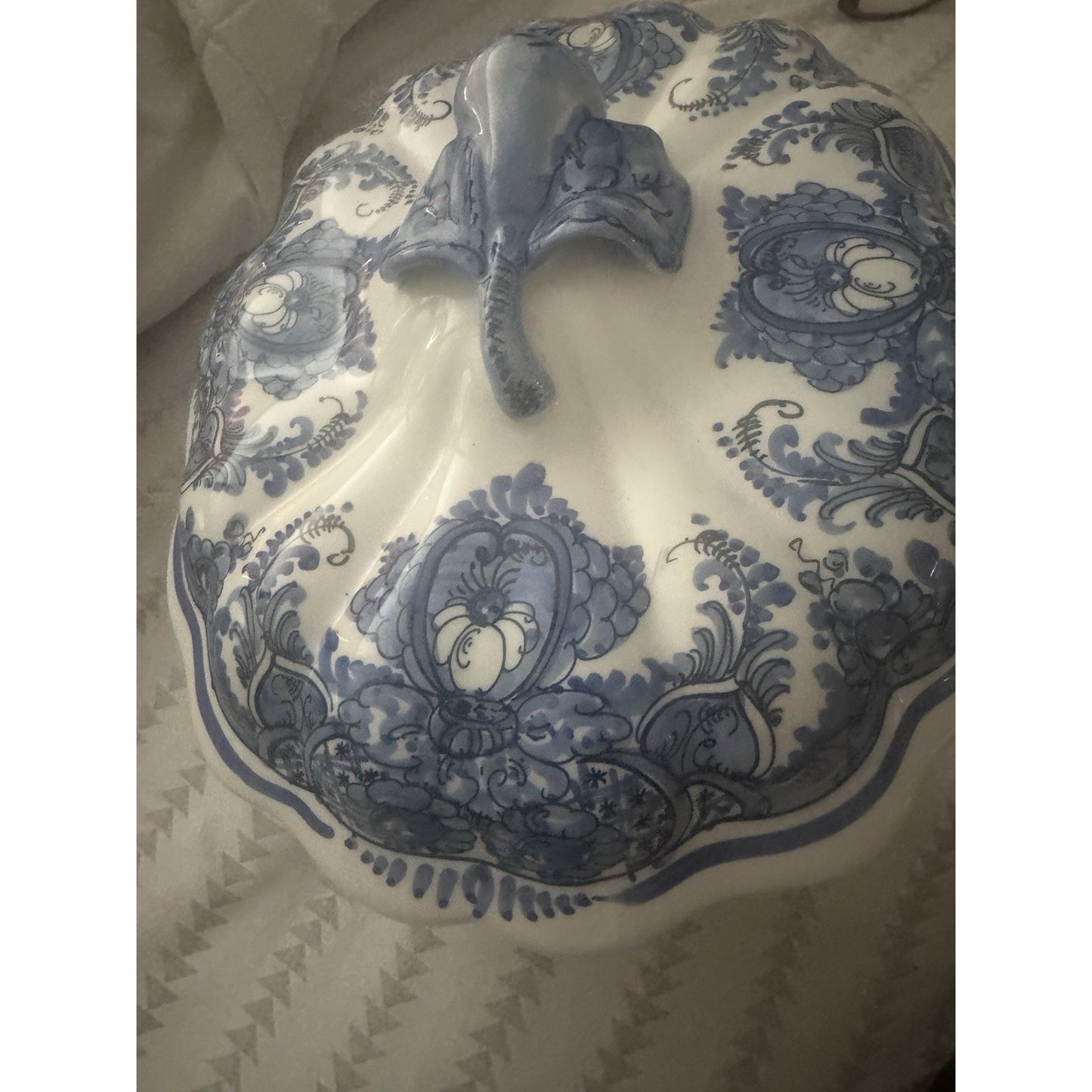 Tureen with Lid/ Hand Painted Greece Blue & White Very Rare