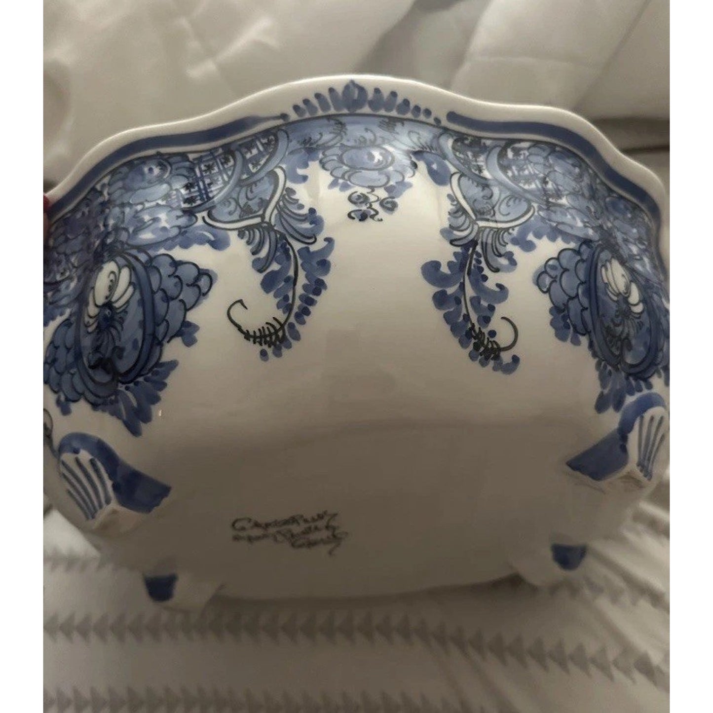 Tureen with Lid/ Hand Painted Greece Blue & White Very Rare