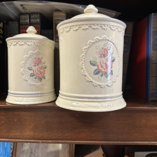 Vintage Victorian Lace Collection Elgin Clock Home Products Container set (2)