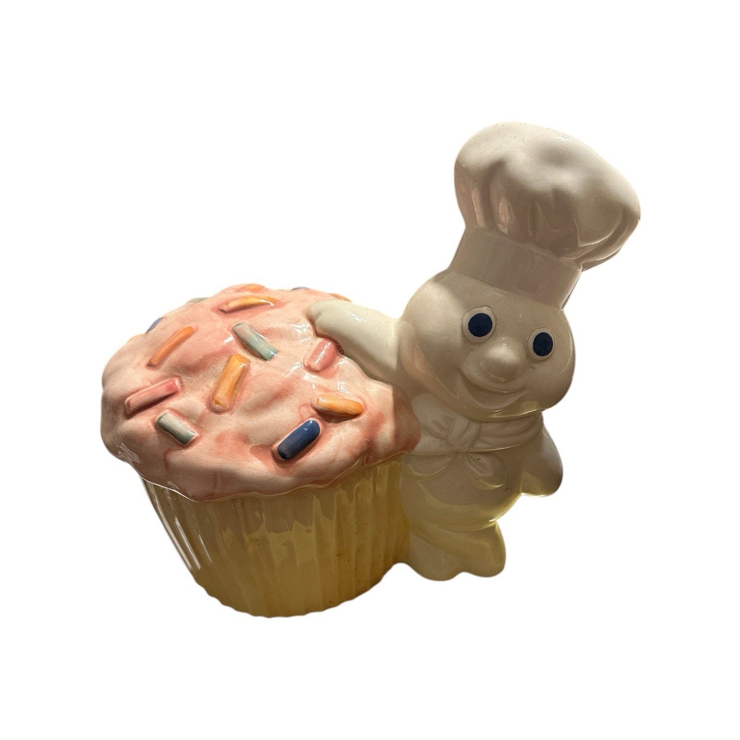 Vintage Pillsbury Doughboy 1992 Poppin'Fresh Funfetti Cookie Jar 10"x7"x10" EUC