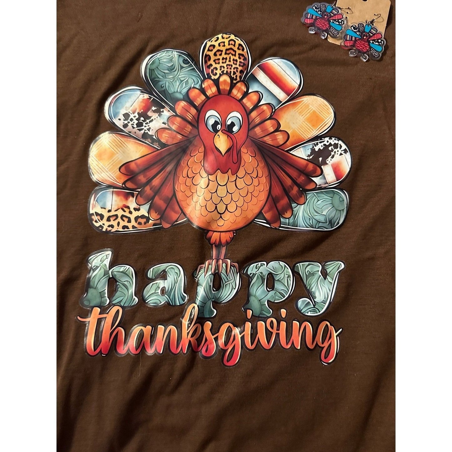 Happy Thanksgiving T-shirt, and matching earrings