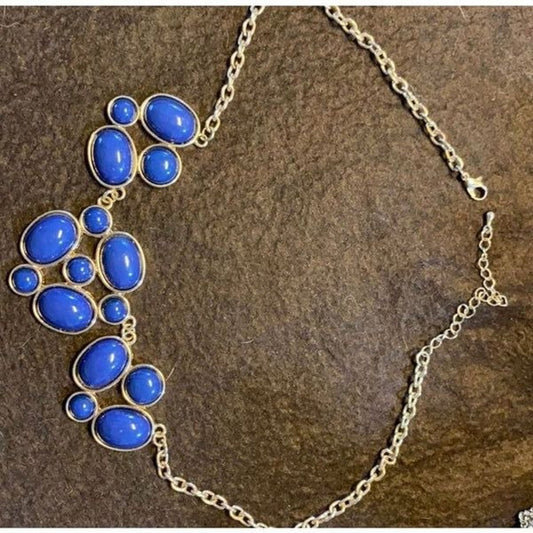Antique estate jewelry statement necklace blue gemstone