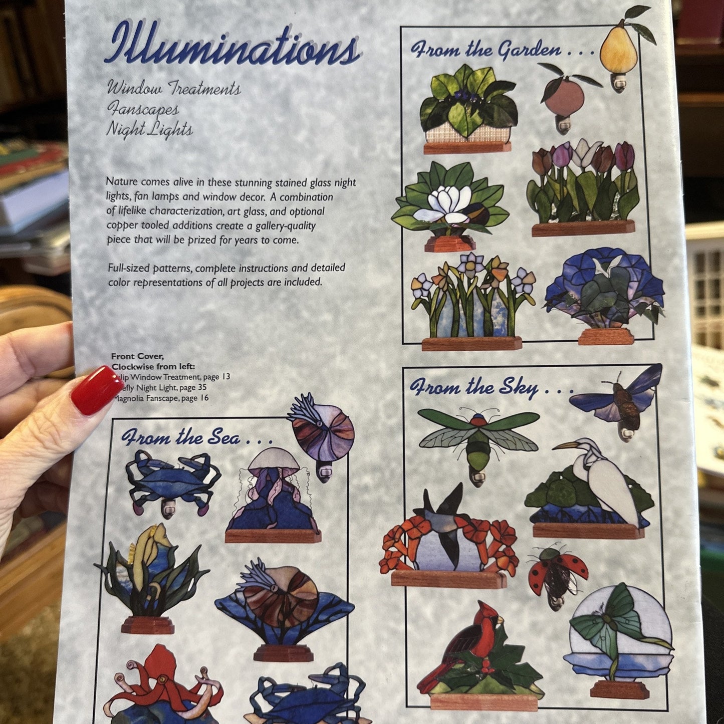 Stained Glass Pattern Book ILLUMINATIONS Window Treatments Fanscapes Night Light