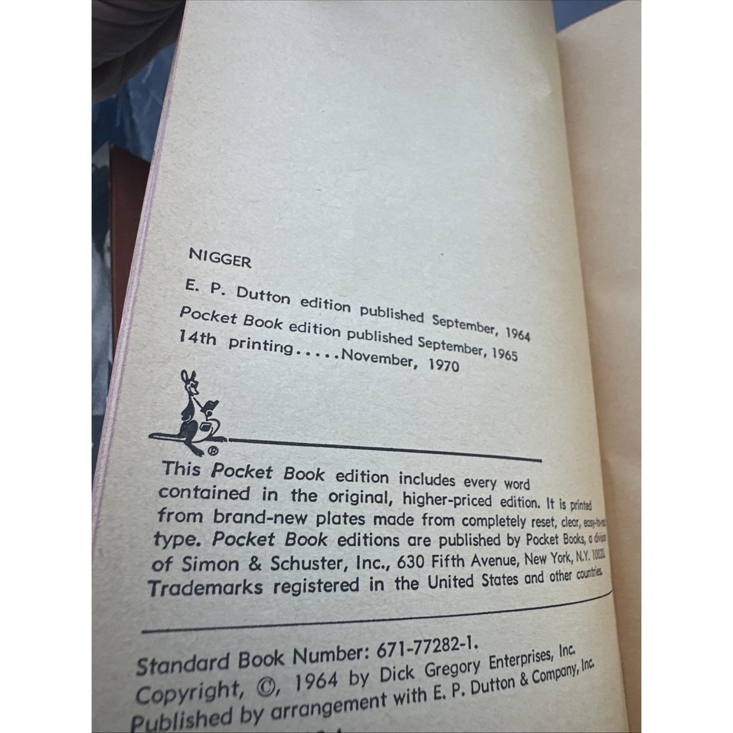 Nigger: An Autobiography Dick Gregory Vtg Pocket Books 14th Print 1968 PB